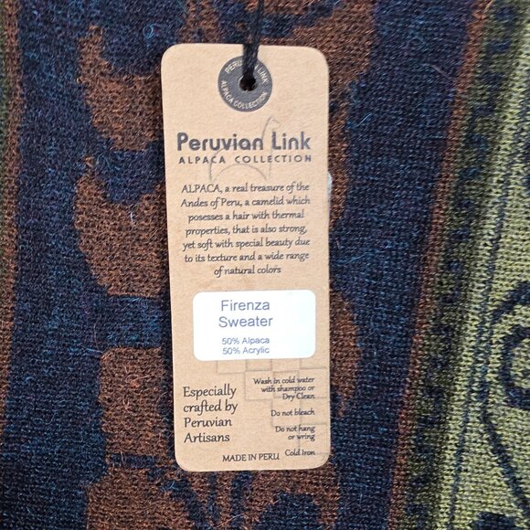 Peruvian Link Open Long Cardigan Womens XL Firenza Sweater Alpaca Blend Jacquard - Picture 9 of 13
